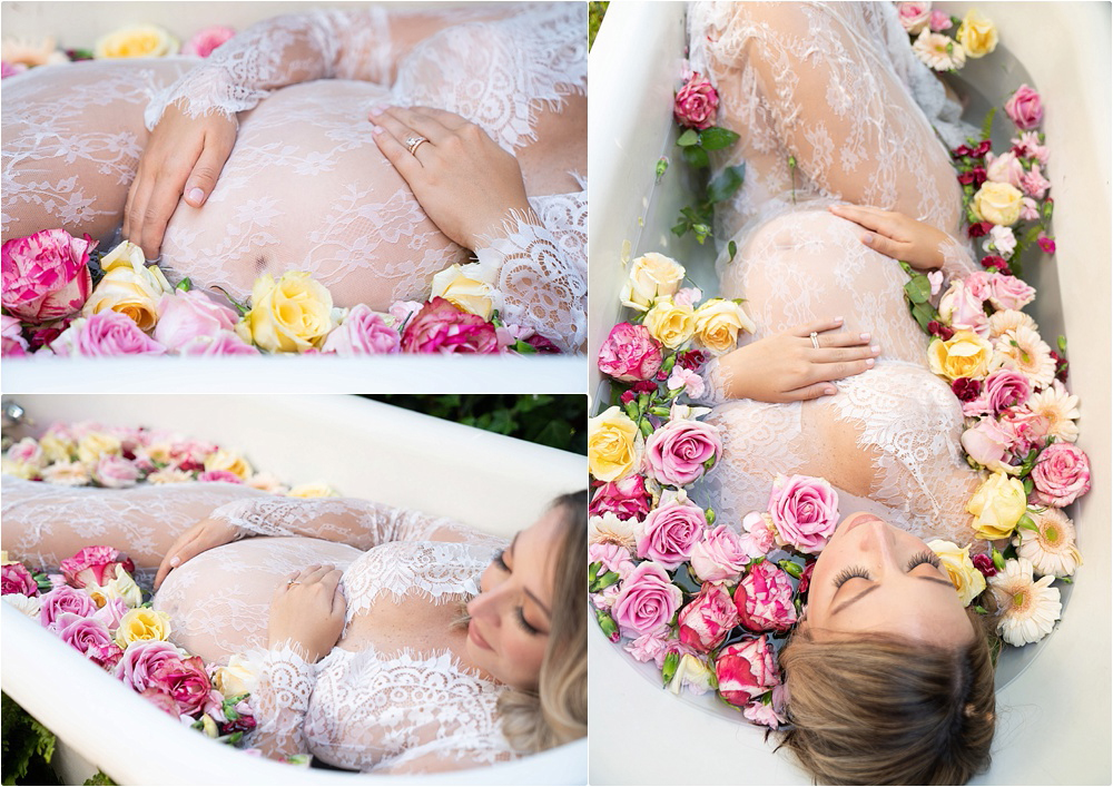 pregnancy tub photos with flowers